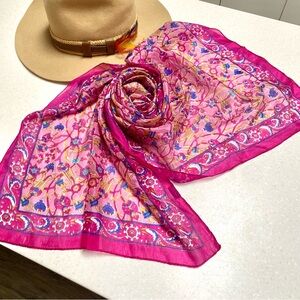 Beautiful SILK boho floral scarf/wrap w Gypsy hippy southwestern prairie vibe